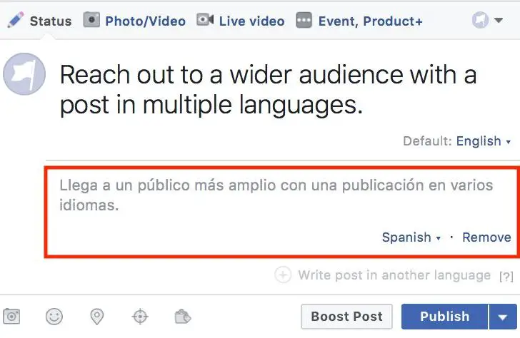 How do I translate a Facebook post from Spanish to English