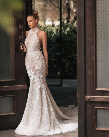 high neck spring wedding dresses