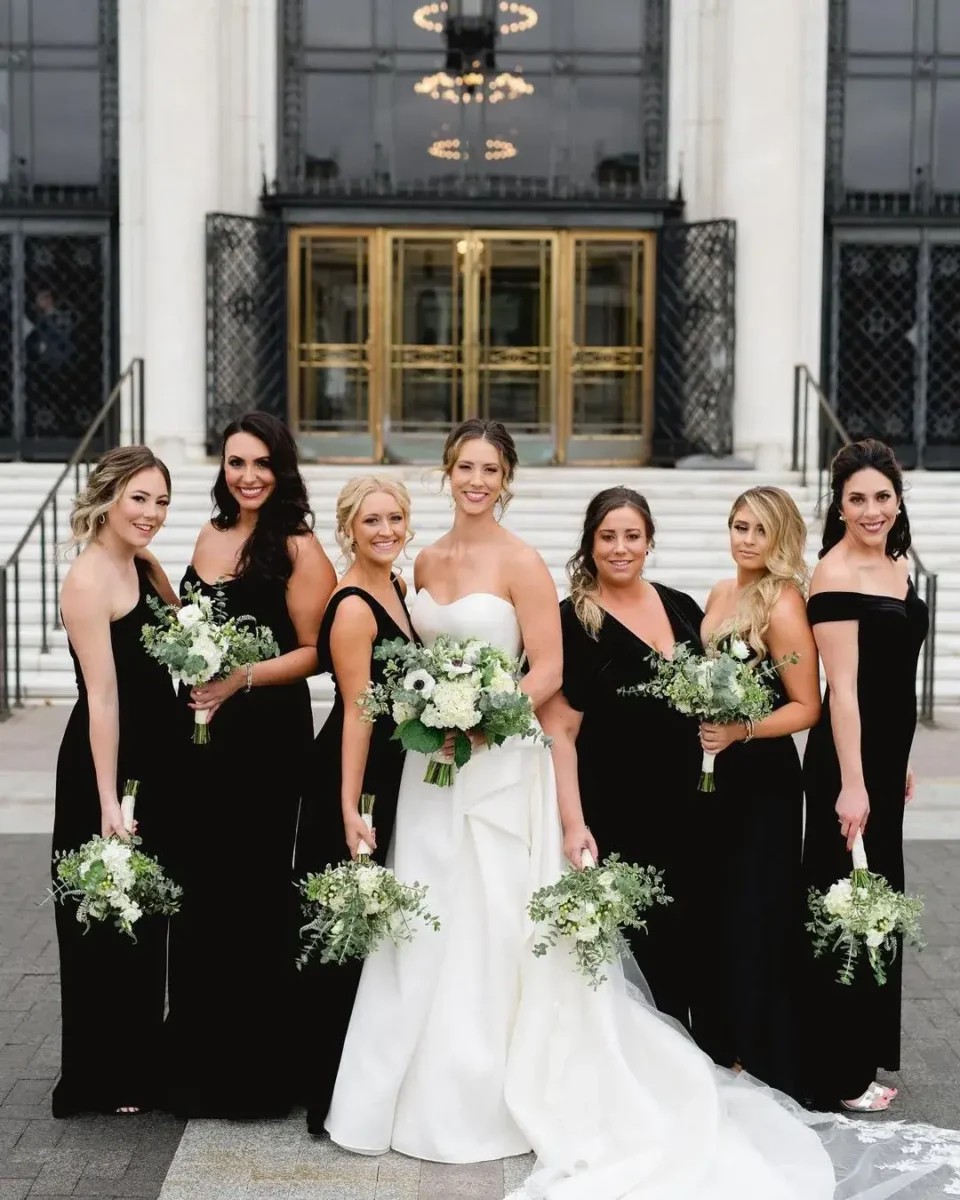 styling a velvet bridesmaid dress