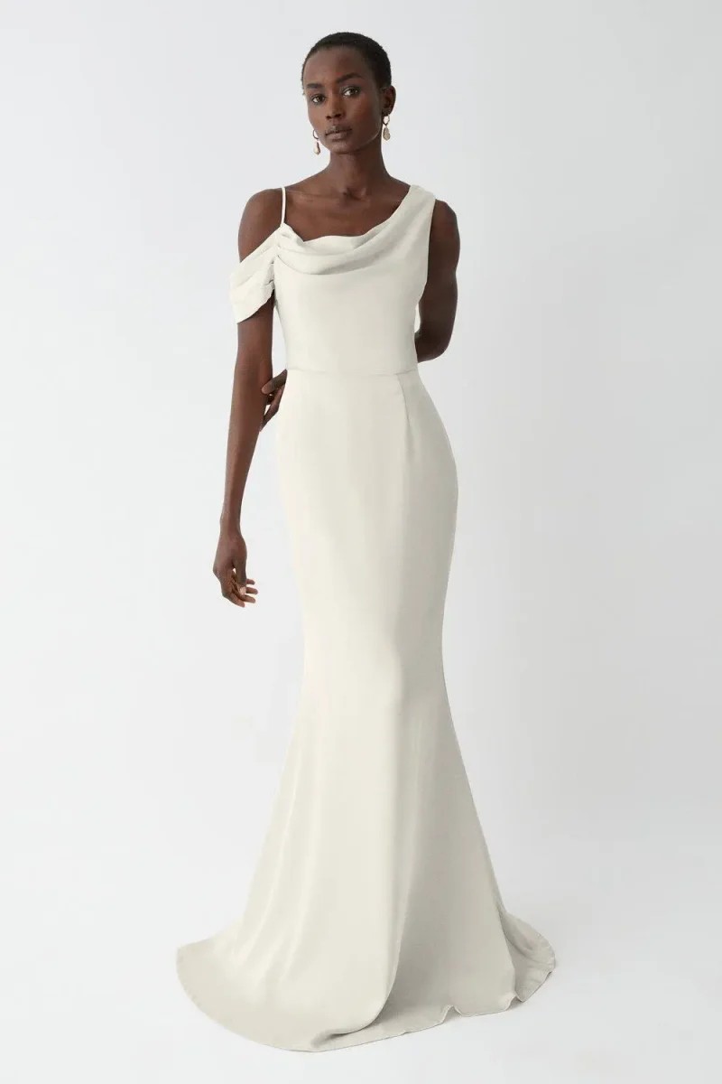 satin champagne bridesmaid dress – ENME Style