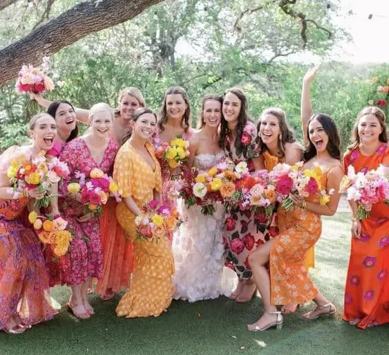 Floral Printed bridesmaid dresses