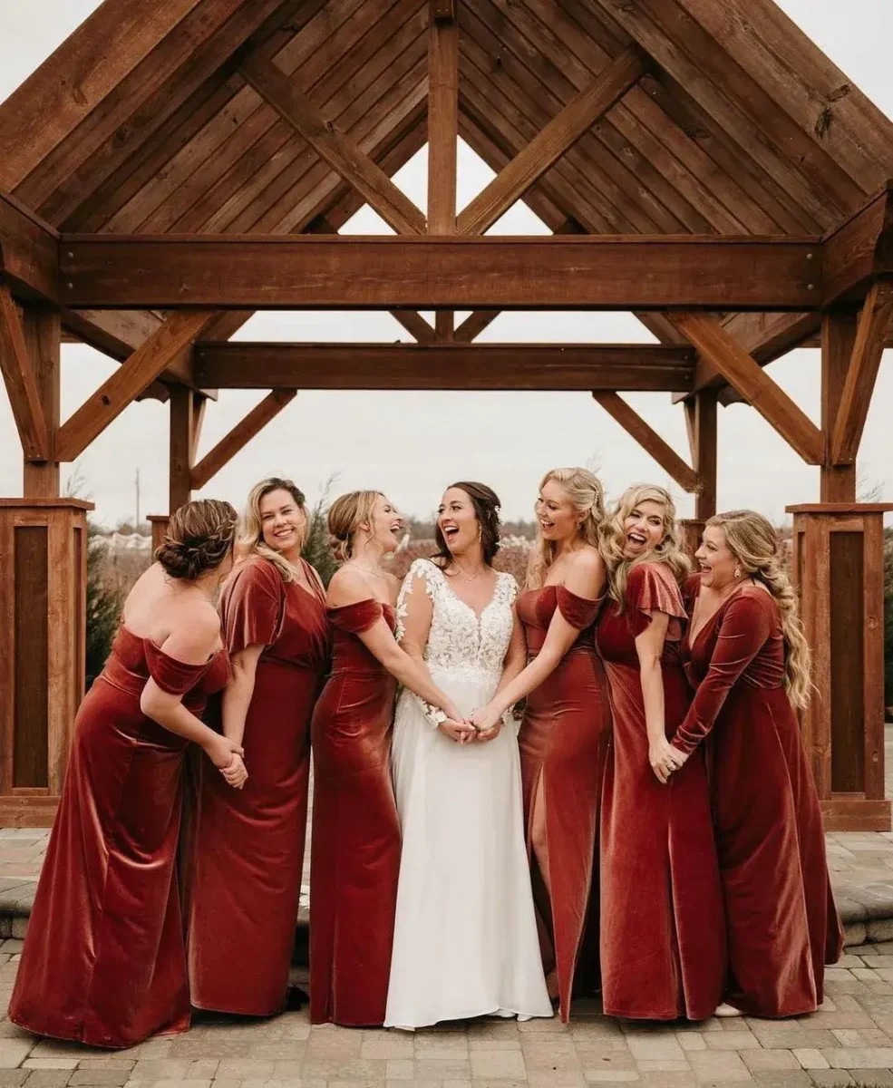 styling a velvet bridesmaid dress