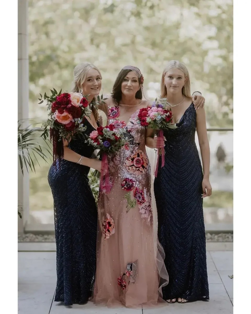 Choosing bridesmaid dresses with a floral wedding dress