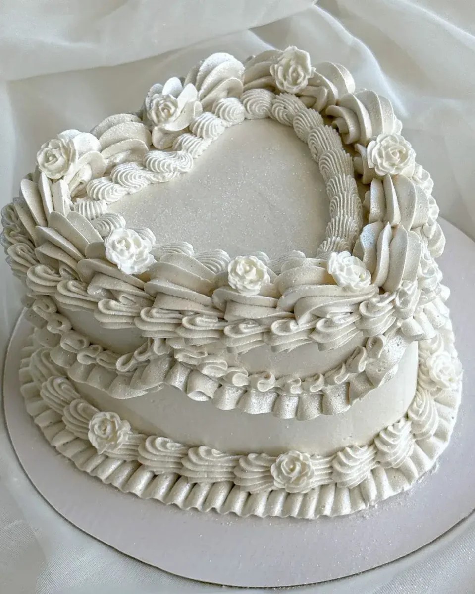 square vintage buttercream wedding cake