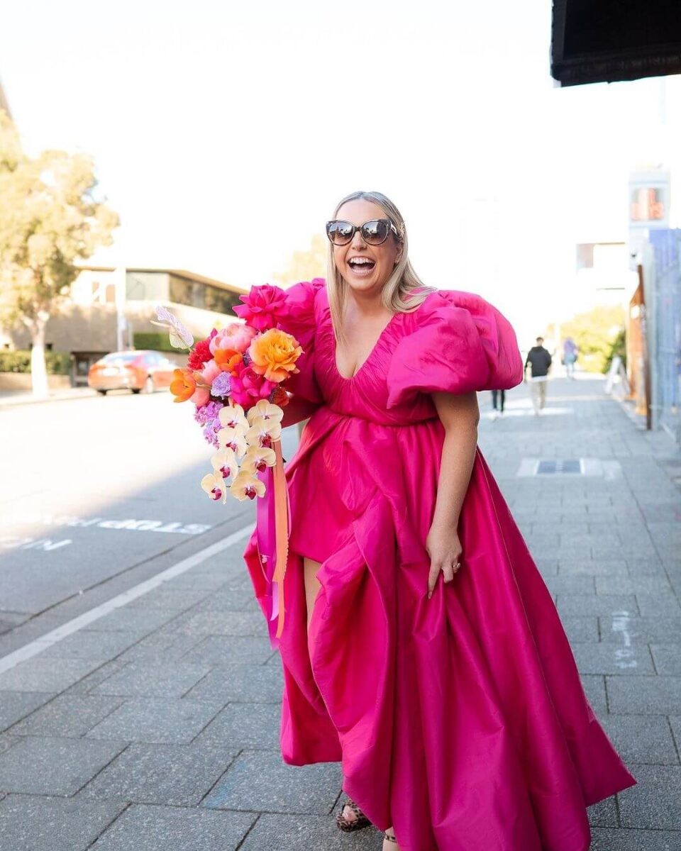 Real Brides in Pink wedding dresses