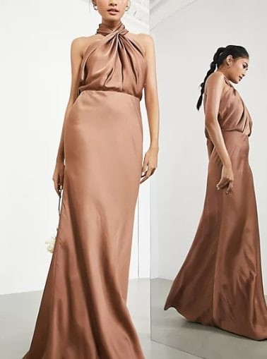 Simple slip brown bridesmaid dress – Pretty Lavish