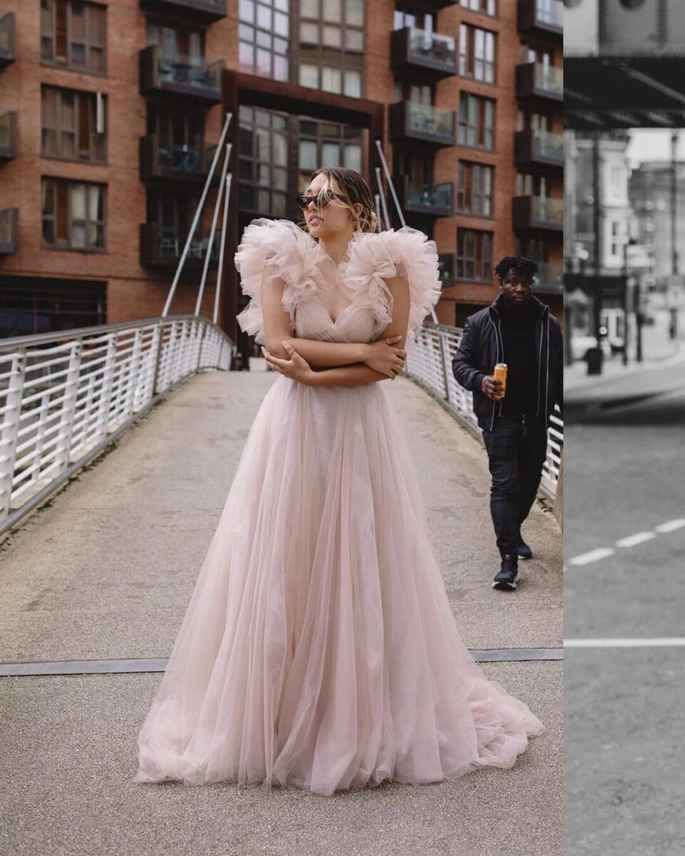 Real Brides in Pink wedding dresses