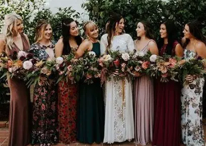 Floral Printed bridesmaid dresses