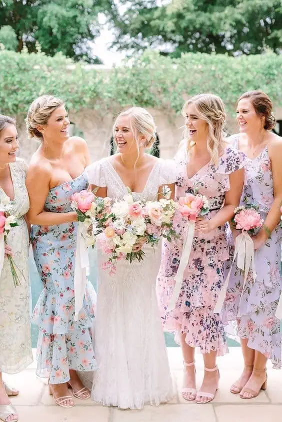 Floral Printed bridesmaid dresses