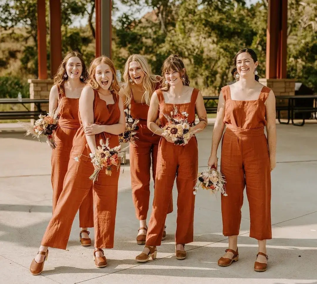 Styling bridesmaids in jumpsuits