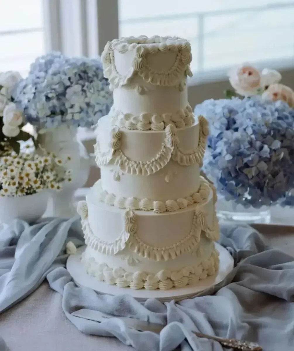 Heart shape wedding cake