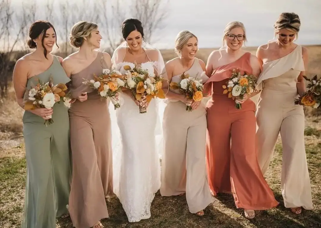 Styling bridesmaids in jumpsuits