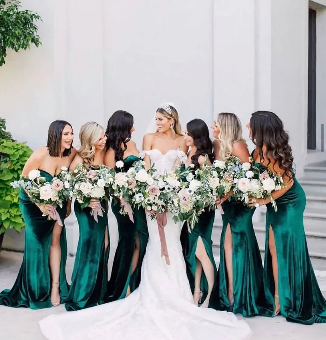 styling a velvet bridesmaid dress