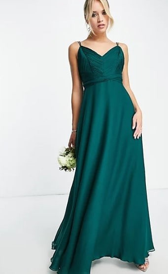 ONE SHOULDER BLACK BRIDESMAID DRESS